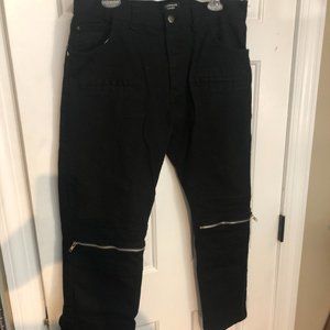 Diamond Stash Black Jeans with Zippers